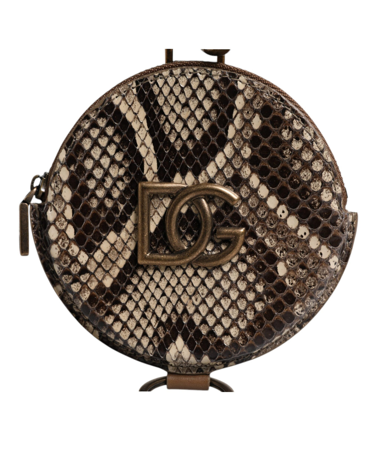 Dolce & Gabbana Brown Round Leather DG Logo Coin Purse Lanyard Wallet -   -  Dolce & Gabbana.