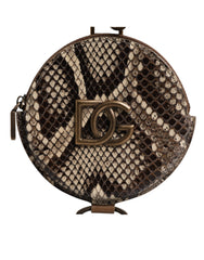 Dolce & Gabbana Brown Round Leather DG Logo Coin Purse Lanyard Wallet -   -  Dolce & Gabbana.