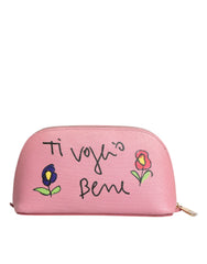 Dolce & Gabbana Pink Leather DG Logo Zip Around Hand Purse Pouch Wallet -   -  Dolce & Gabbana.