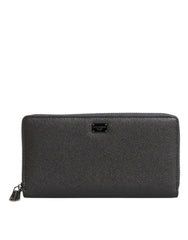 Dolce & Gabbana Dark Gray Leather DG Logo Zip Around Continental Wallet -   -  Dolce & Gabbana.