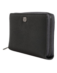 Dolce & Gabbana Dark Gray Leather DG Logo Zip Around Continental Wallet -   -  Dolce & Gabbana.