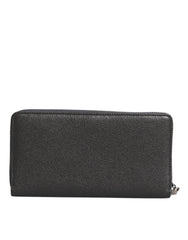 Dolce & Gabbana Dark Gray Leather DG Logo Zip Around Continental Wallet -   -  Dolce & Gabbana.