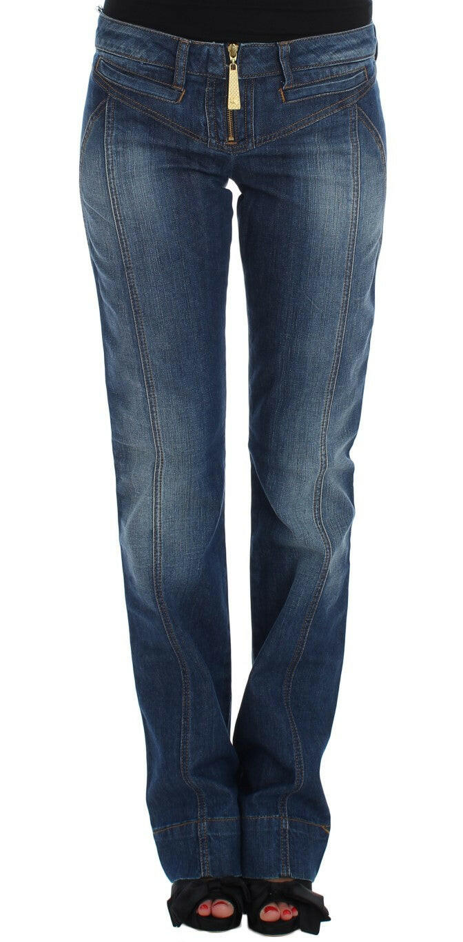 Cavalli Blue Wash Cotton Stretch Boot Cut Jeans -   -  Cavalli.