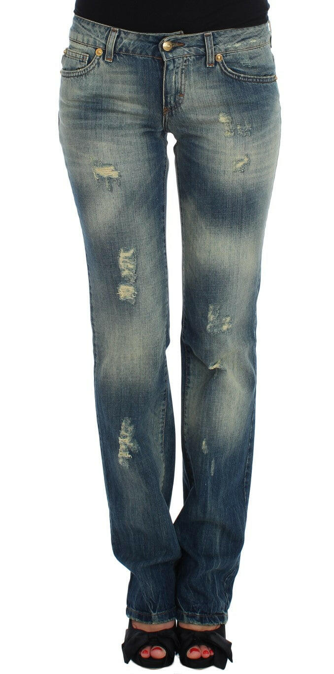 Cavalli Blue Cotton Low Waist Jeans -   -  Cavalli.