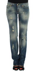 Cavalli Blue Cotton Low Waist Jeans -   -  Cavalli.