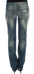 Cavalli Blue Cotton Low Waist Jeans -   -  Cavalli.