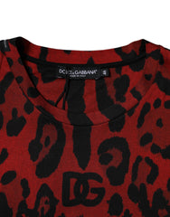 Dolce & Gabbana Red Leopard Cotton Short Sleeves T-shirt -   -  Dolce & Gabbana.