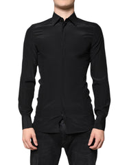 Dolce & Gabbana Black Silk Long Sleeves GOLD Dress Shirt -   -  Dolce & Gabbana.