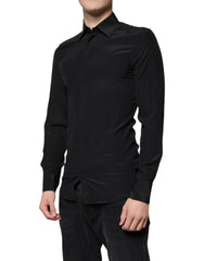 Dolce & Gabbana Black Silk Long Sleeves GOLD Dress Shirt -   -  Dolce & Gabbana.