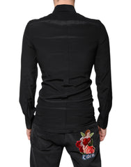Dolce & Gabbana Black Silk Long Sleeves GOLD Dress Shirt -   -  Dolce & Gabbana.