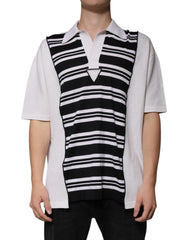 Dolce & Gabbana Black White Stripes Collared Polo T-shirt -   -  Dolce & Gabbana.