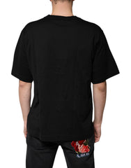 Dolce & Gabbana Black Cotton Logo Vneck Short Sleeve T-shirt -   -  Dolce & Gabbana.