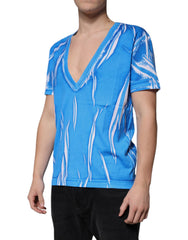 Dolce & Gabbana Blue Cotton V-neck Short Sleeves T-shirt -   -  Dolce & Gabbana.