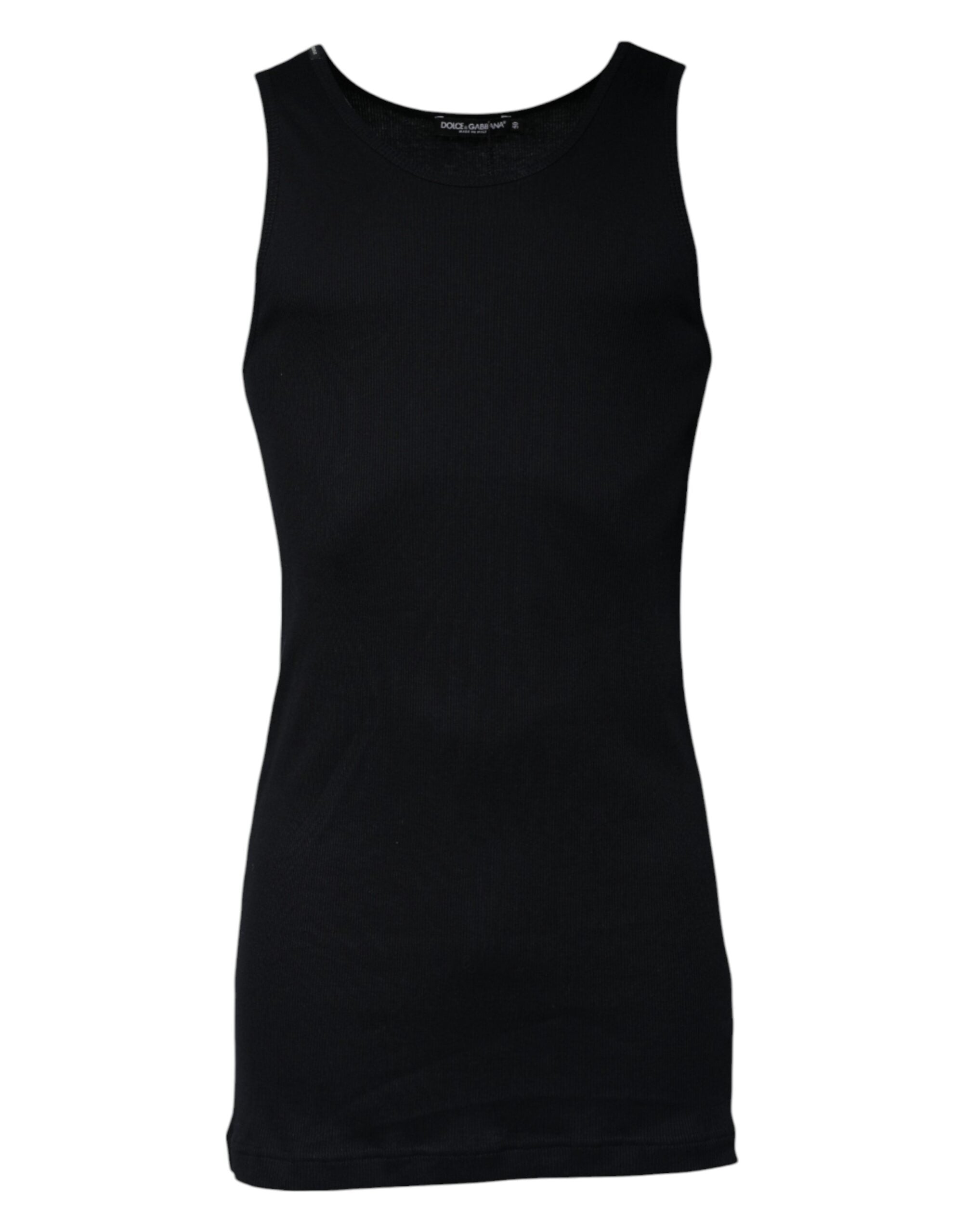 Dolce & Gabbana Black Cotton Sleeveless Round Neck Tank T-shirt -   -  Dolce & Gabbana.