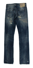 Cavalli Blue Wash Torn Cotton Straight Fit Jeans -   -  Cavalli.