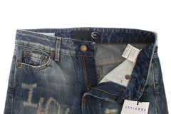 Cavalli Blue Wash Torn Cotton Straight Fit Jeans -   -  Cavalli.