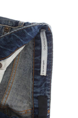 Cavalli Blue Wash Torn Cotton Straight Fit Jeans -   -  Cavalli.