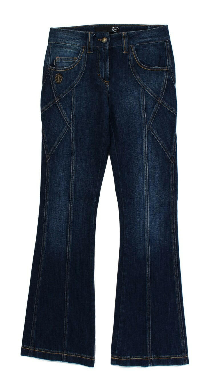 Cavalli Blue Cotton Stretch Low Waist Jeans -   -  Cavalli.