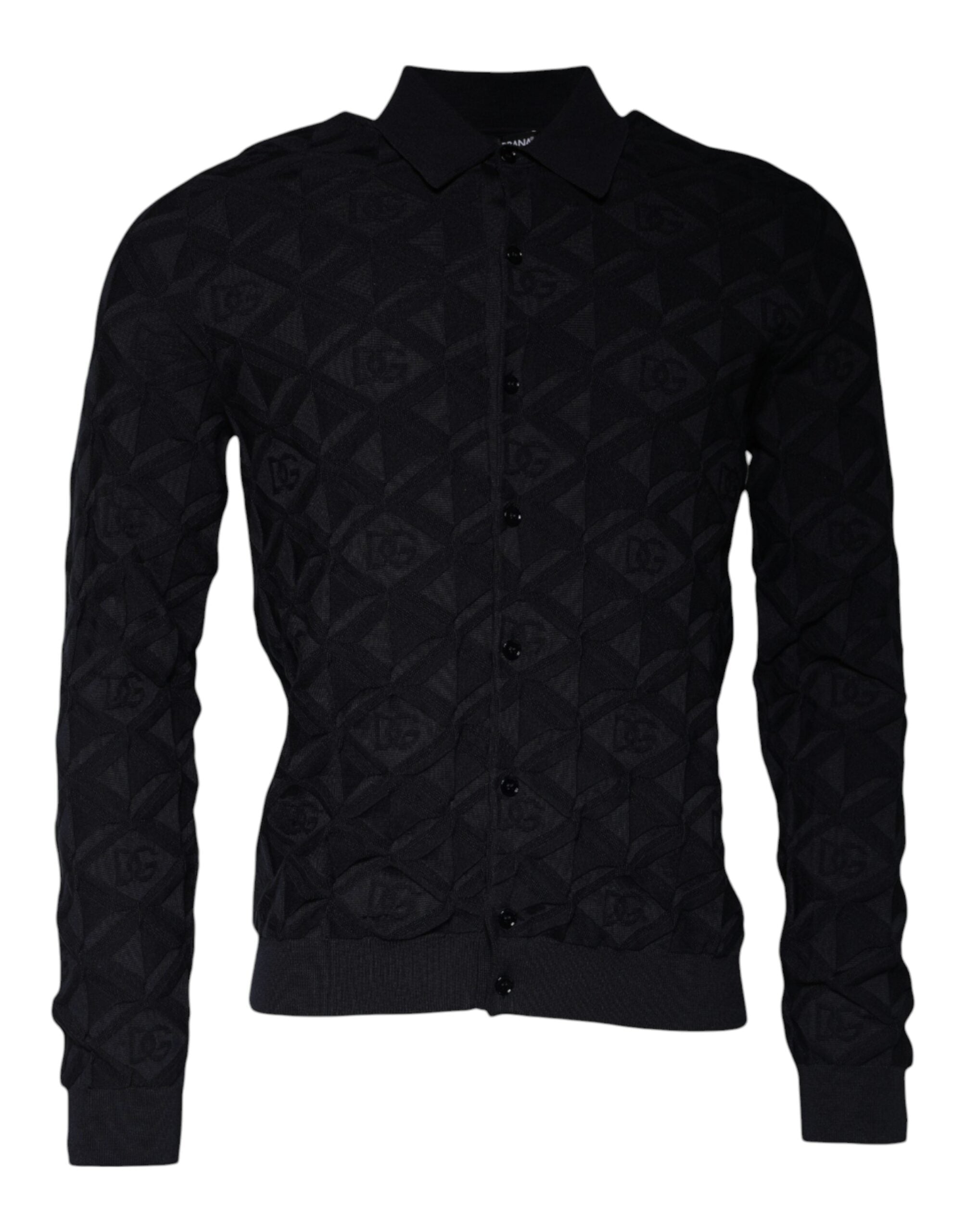 Dolce & Gabbana Black Silk Crew Neck Men Cardigan Sweater -   -  Dolce & Gabbana.
