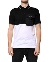 Dolce & Gabbana Black White Cotton Short Sleeves Polo T-shirt -   -  Dolce & Gabbana.