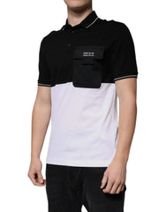 Dolce & Gabbana Black White Cotton Short Sleeves Polo T-shirt -   -  Dolce & Gabbana.