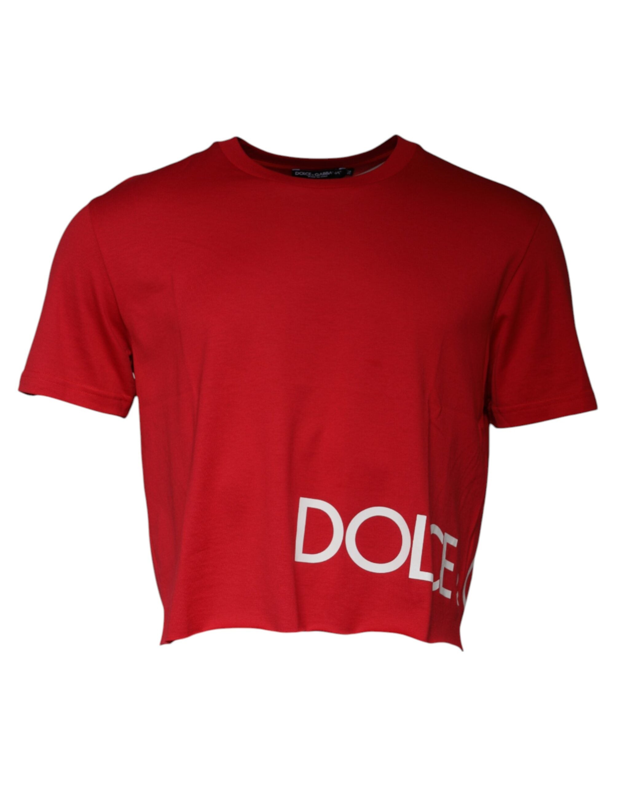 Dolce & Gabbana Red Logo Print Cropped Crew Neck T-shirt -   -  Dolce & Gabbana.