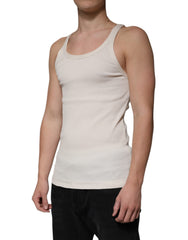 Dolce & Gabbana Off White Cotton Sleeveless Round Neck Tank T-shirt -   -  Dolce & Gabbana.