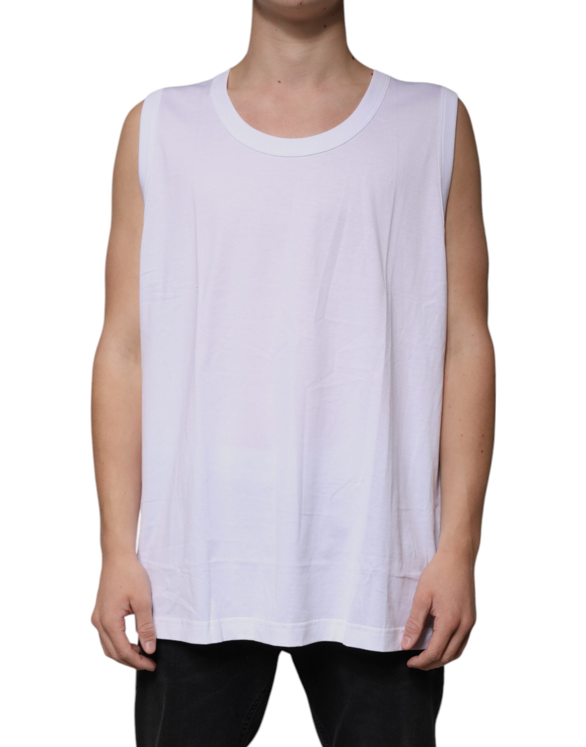 Dolce & Gabbana White Cotton Sleeveless Round Neck Tank T-shirt -   -  Dolce & Gabbana.