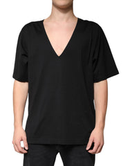 Dolce & Gabbana Black Cotton V-neck Short Sleeves T-shirt -   -  Dolce & Gabbana.