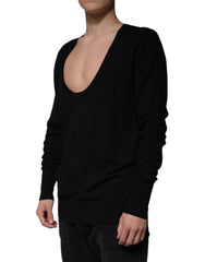 Dolce & Gabbana Black Wool Round Neck Pullover Sweater -   -  Dolce & Gabbana.