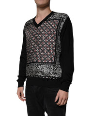 Dolce & Gabbana Black Logo Wool V-neck Pullover Sweater -   -  Dolce & Gabbana.
