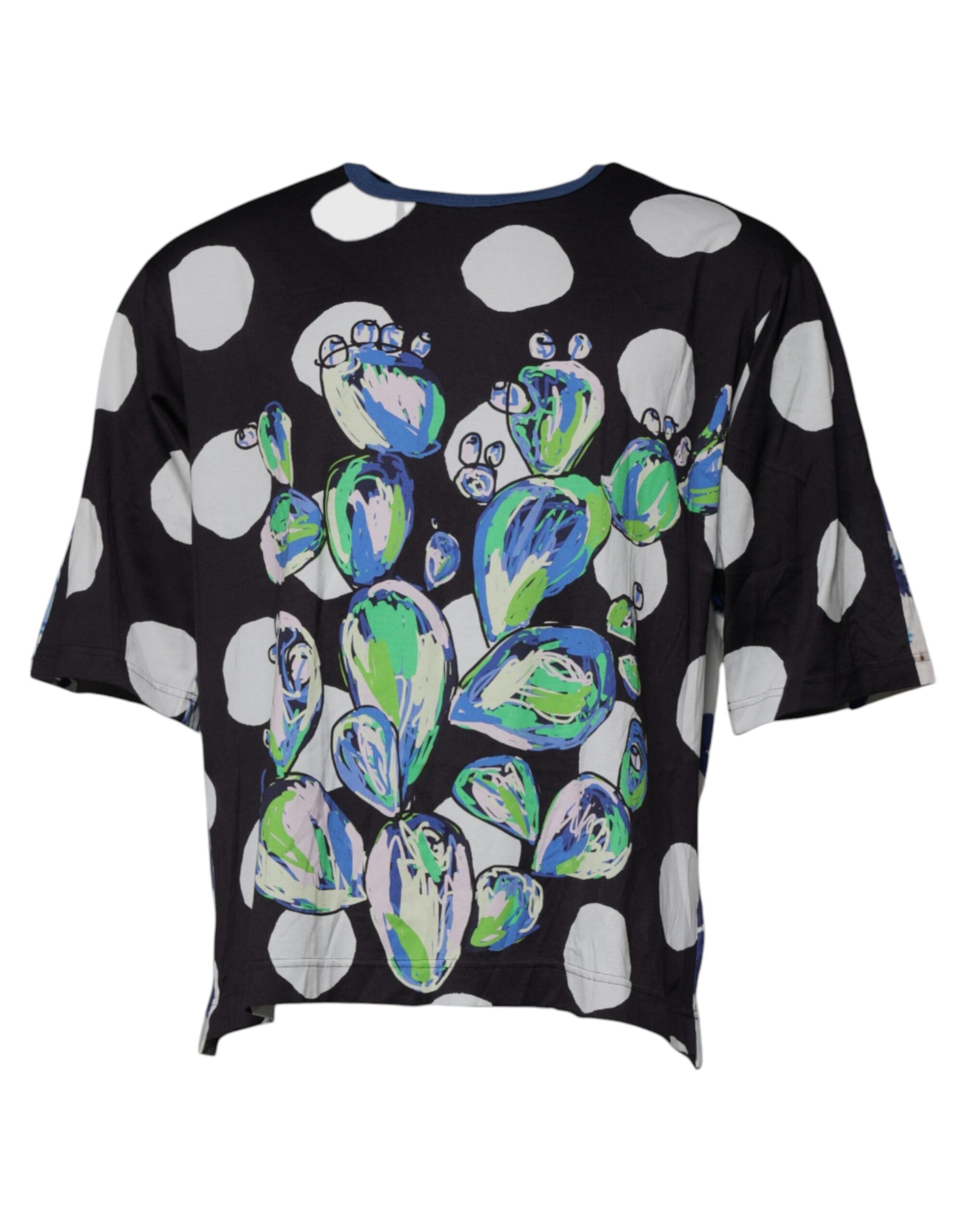 Dolce & Gabbana Black White Printed Cotton Crew Neck T-shirt -   -  Dolce & Gabbana.