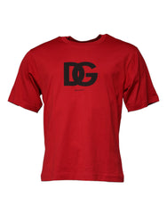 Dolce & Gabbana Red Logo Print Cotton Crew Neck T-shirt -   -  Dolce & Gabbana.