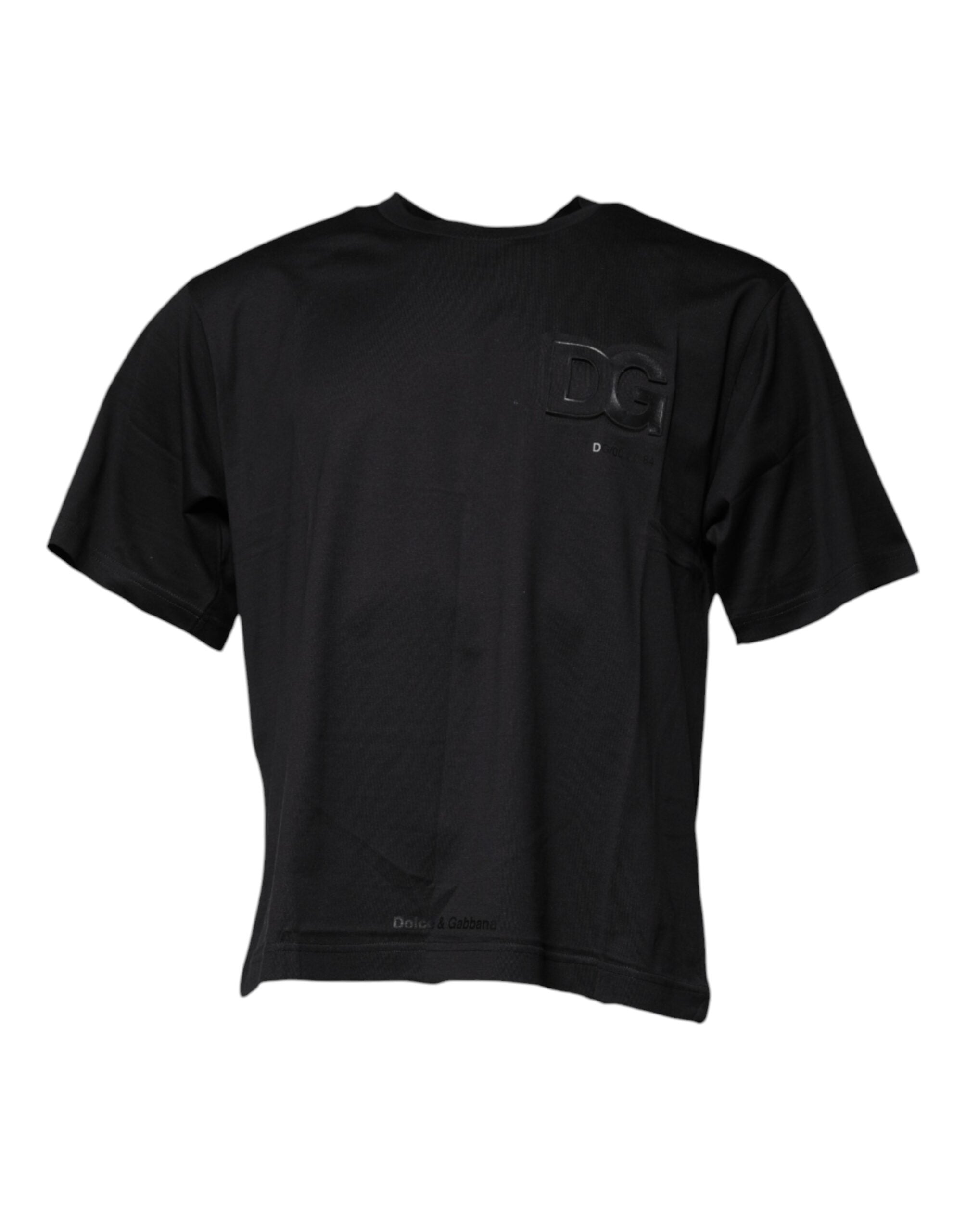Dolce & Gabbana Black DG Logo Print Cotton Crew Neck T-shirt - - Dolce & Gabbana.