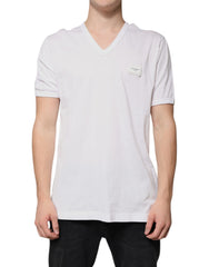 Dolce & Gabbana White Logo V-neck Short Sleeve T-shirt -   -  Dolce & Gabbana.