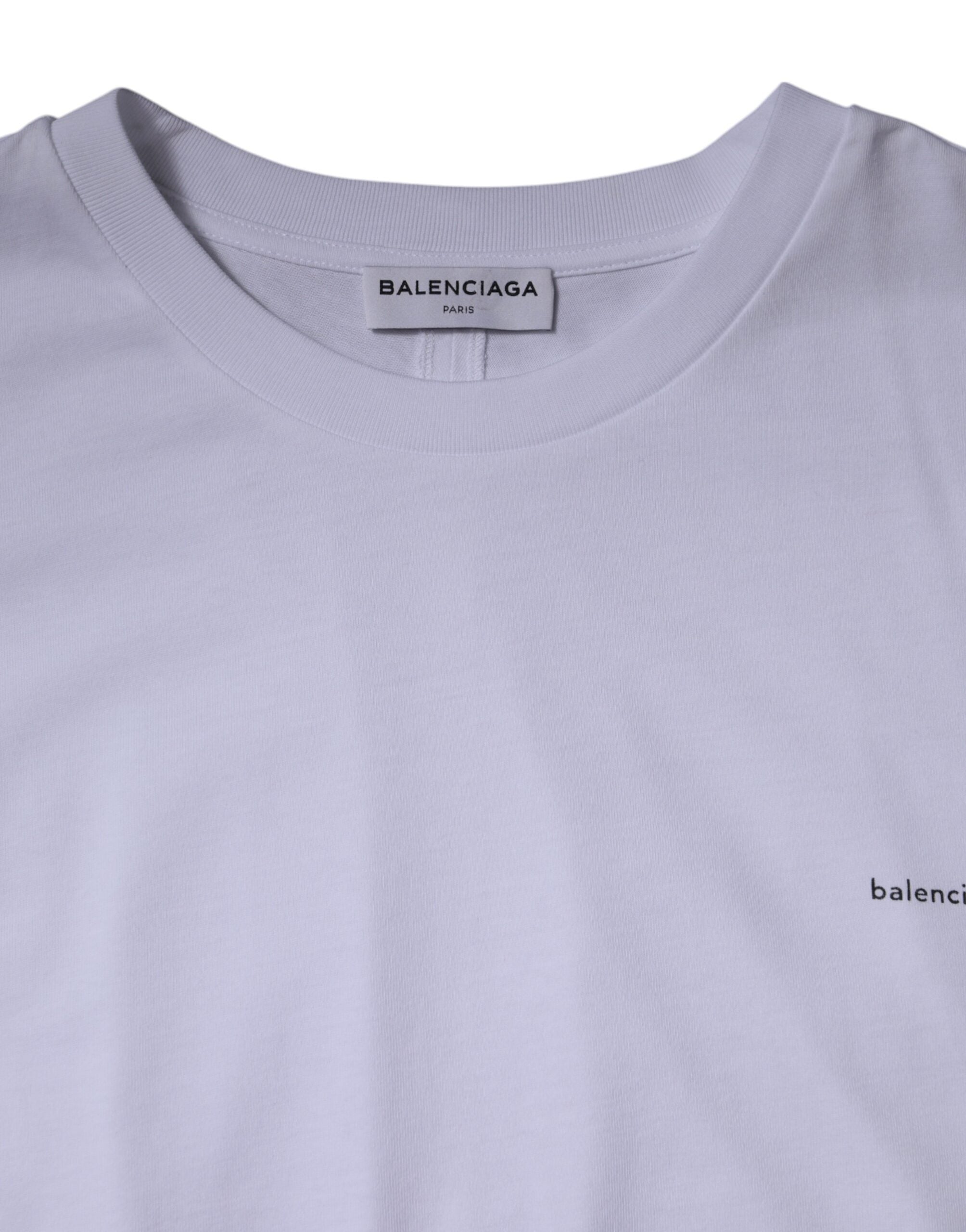 Balenciaga White Logo Cotton Crew Neck Short Sleeves T-shirt -   -  Balenciaga. Balenciaga White Logo Cotton Crew Neck Short Sleeves T-shirt -   -  Balenciaga.