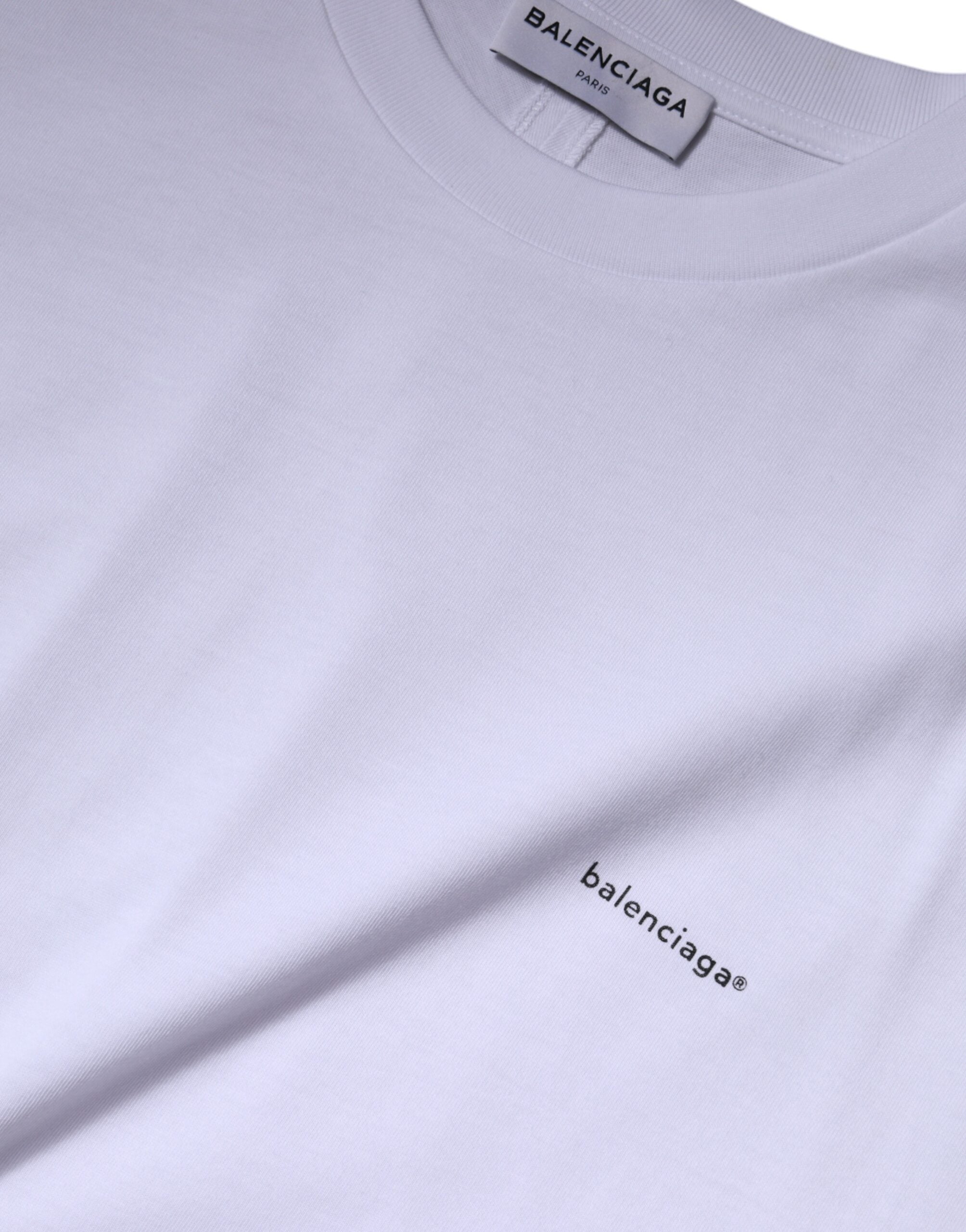 Balenciaga White Logo Cotton Crew Neck Short Sleeves T-shirt -   -  Balenciaga. Balenciaga White Logo Cotton Crew Neck Short Sleeves T-shirt -   -  Balenciaga.