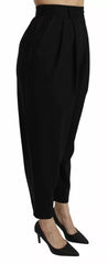 Dolce & Gabbana Black Wool High Waist Pleat Front Cropped Pants -   -  Dolce & Gabbana.