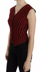 Dolce & Gabbana Red Black Stripe Vest Waistcoat Blouse Top -   -  Dolce & Gabbana.