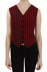 Dolce & Gabbana Red Black Stripe Vest Waistcoat Blouse Top -   -  Dolce & Gabbana.