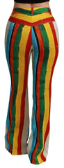 Dolce & Gabbana Multicolor Flared Riga Pittorica Pants -   -  Dolce & Gabbana.