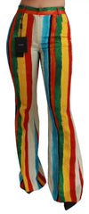 Dolce & Gabbana Multicolor Flared Riga Pittorica Pants -   -  Dolce & Gabbana.
