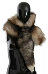 Dolce & Gabbana Brown Fox Tail Fur Shawl Neck Wrap Cover Collar Scarf - - Dolce & Gabbana.