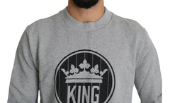 Dolce & Gabbana Gray Crown King Print Cotton Pullover Sweater -   -  Dolce & Gabbana.