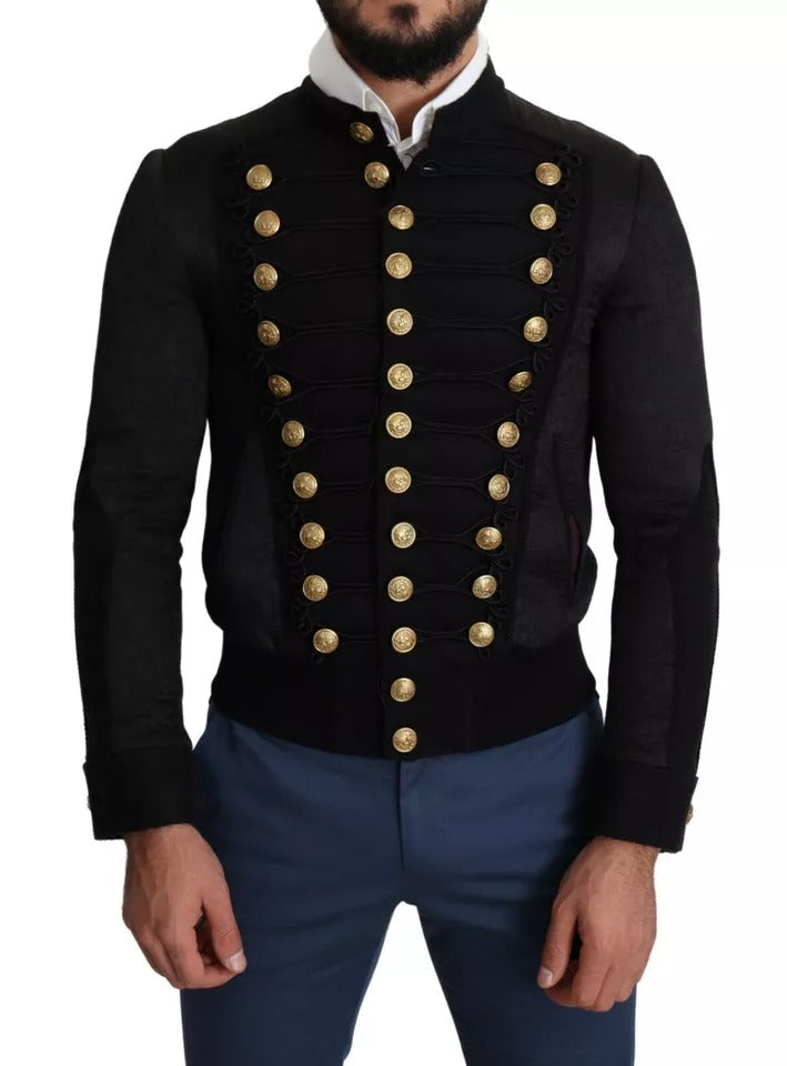 Dolce & Gabbana Black Button Embellished Military Jacket -   -  Dolce & Gabbana.