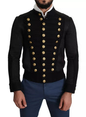Dolce & Gabbana Black Button Embellished Military Jacket -   -  Dolce & Gabbana.