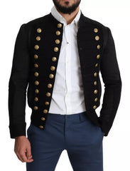 Dolce & Gabbana Black Button Embellished Military Jacket -   -  Dolce & Gabbana.