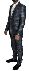 Dolce & Gabbana Blue Silver Shiny 2 Piece Slim GOLD Suit -   -  Dolce & Gabbana.