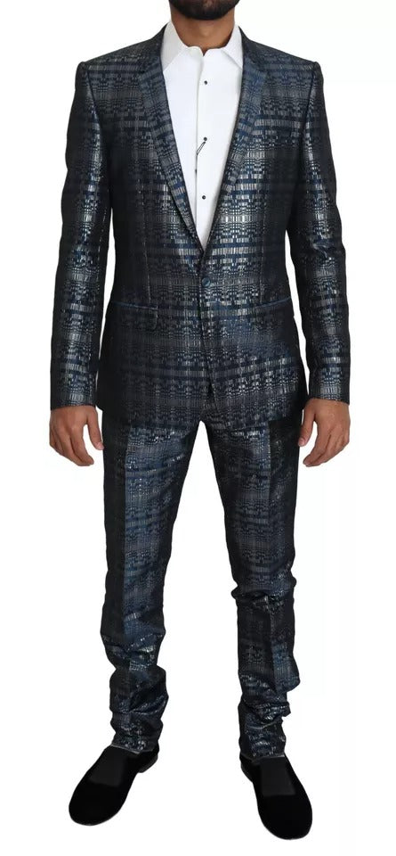 Dolce & Gabbana Blue Silver Shiny 2 Piece Slim GOLD Suit -   -  Dolce & Gabbana.