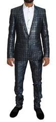 Dolce & Gabbana Blue Silver Shiny 2 Piece Slim GOLD Suit -   -  Dolce & Gabbana.